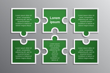 The Puzzle Infographics. Jigsaw Six Steps Puzzle.
