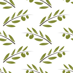 Seamless olive bunch fabric pattern. Pastel colors  background with  branches