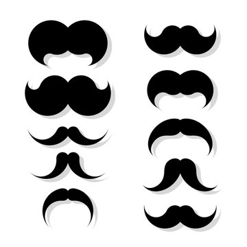 Vector hipster image with mustache. Collection of photo props.