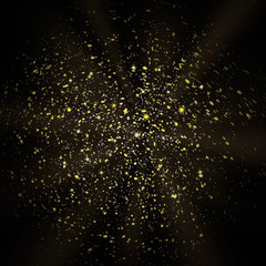 Glitter background with gold sparkle shine light confetti. Vecto