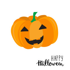 Happy Halloween Card. Cute pumpkin and text   .