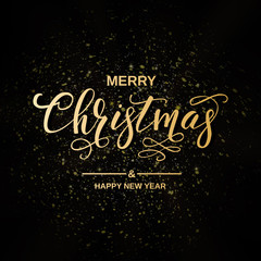 Merry Christmas handwriting script lettering. Christmas greeting