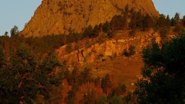 Sunrise Devils Tower colourful Volcanic Rock Tower Wyoming USA