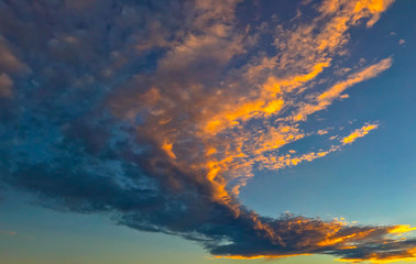 Colorful dramatic sky with cloud at sunset.Sky with sun background in Sydney Australia 