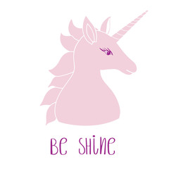 Silhouette of a unicorn with inscription