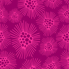 Fototapeta na wymiar A seamless pattern of a dandelions flowers pink