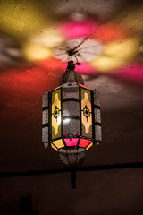 Colorful glowing lantern hanging - Interior decoration