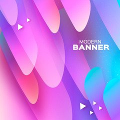 Holographic geometry background. Layered shapes composition. Dynamic line. Space for text.