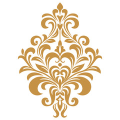 Damask graphic ornament. Floral design element. Gold vector pattern