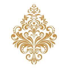 Damask graphic ornament. Floral design element. Gold vector pattern