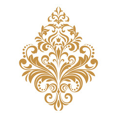 Damask graphic ornament. Floral design element. Gold vector pattern