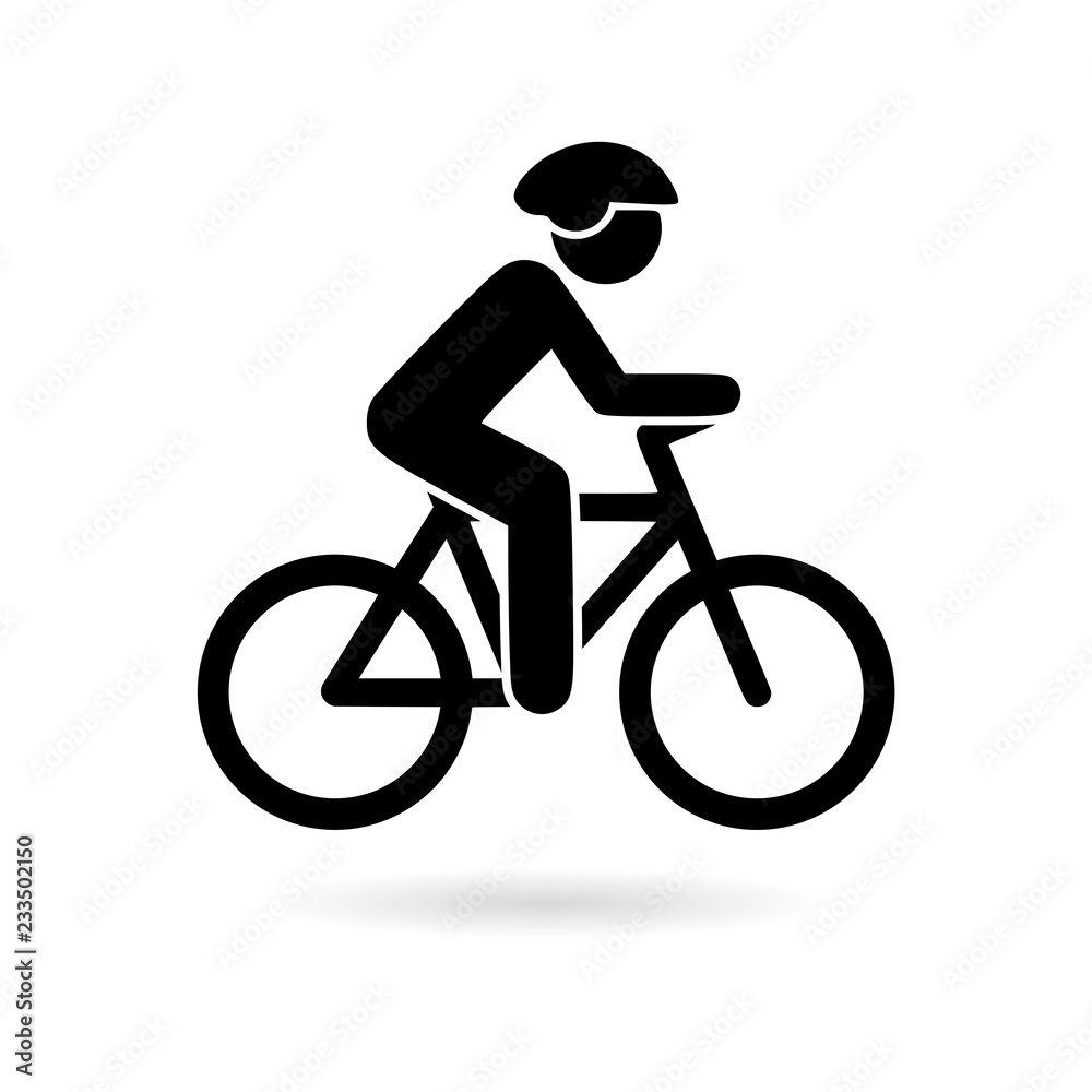 Poster Black The cyclist icon, The man on a bicycle logo 