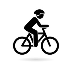 Black The cyclist icon, The man on a bicycle logo 