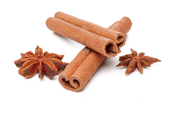 Cinnamon sticks isolated on white background