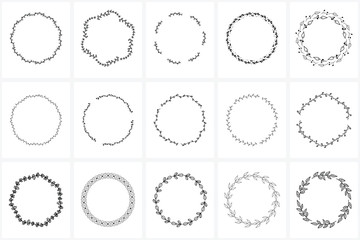 Hand Drawn Wreaths and Frames bundle for logo creating, wedding invitations and greetings cards