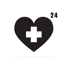24 Hour heal Heart Disease icon. Vector concept illustration for design.