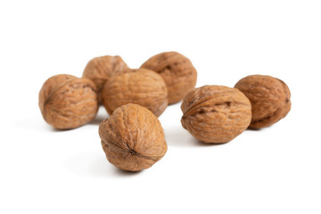 Handful of walnuts on the table