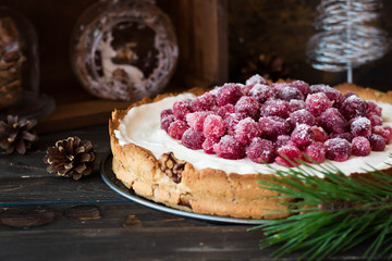 Cranberry meringue with cream cheese for the New Year's table
