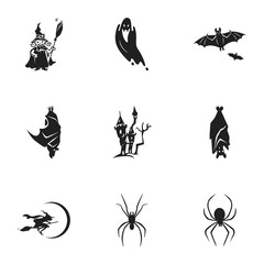 Halloween party icon set. Simple set of 9 halloween party vector icons for web design isolated on white background