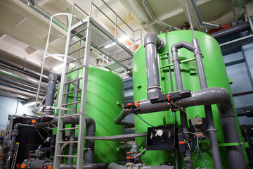 water treatment tanks at power plant