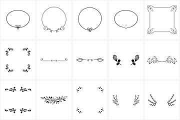 Hand Drawn Wreaths and Frames bundle for logo creating, wedding invitations and greetings cards