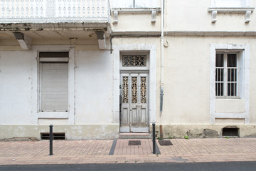old window and door with classical  facade 