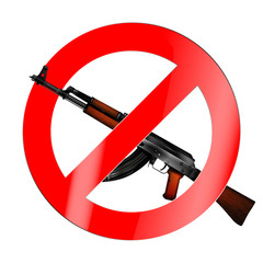 The sign of the ban, there is no war with a Kalashnikov assault rifle.