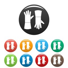 Fototapeta premium Garden gloves icons set 9 color vector isolated on white for any design
