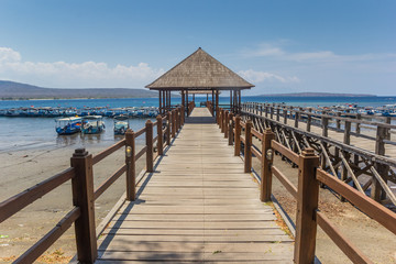 Wooden jetty at the Bali Barat National Park, Indonesia
