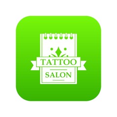 Tattoo salon icon green vector isolated on white background