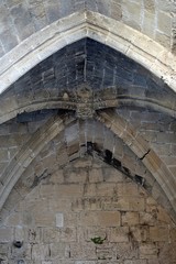 İnterior of the old Catholic Church. Fragment. The decoration Church. North Cyprus Bellapais Abbey 