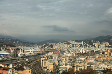 Naklejka premium Ponte Morandi Genova, crashed disaster