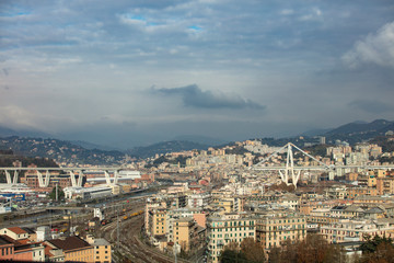 Fototapeta na wymiar Ponte Morandi Genova, crashed disaster