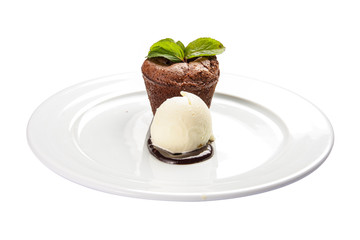 Chocolate fondant on a white background