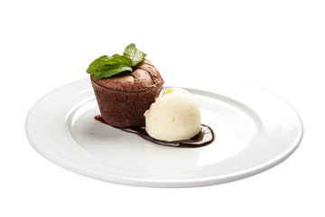 Chocolate fondant on a white background