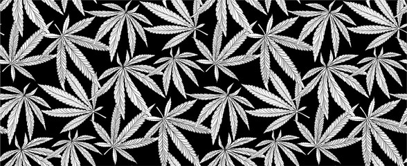 Cannabis Leaves Seamless Background. Marijuana Pattern
