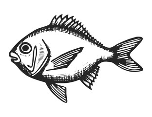 fish sea sketch. isolated animal animal underwater