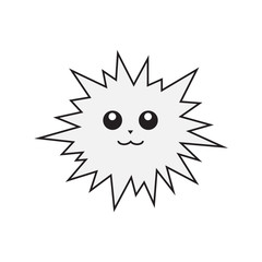Cute pompon with a face. Smile. Vector illustration.