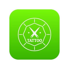 Tattoo art icon green vector isolated on white background