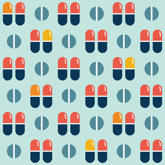 Medications (pills and tablets). Geometric Seamless Pattern.