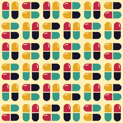Medications (pills and tablets). Geometric Seamless Pattern