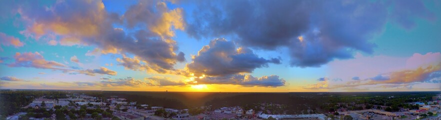 Radiant Horizons: A Captivating Drone Shot of a Mesmerizing Sunrise