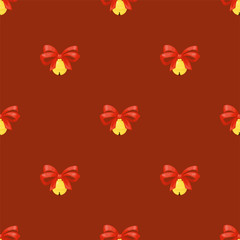 Fototapeta premium Christmas bell illustration holiday xmas seamless pattern celebration jingle decoration vector ring holiday gold alarm background.