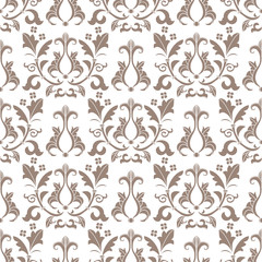 Beige and white damask seamless pattern