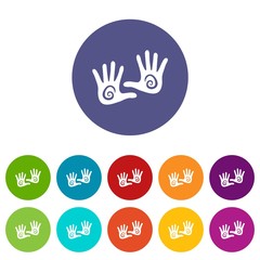 Hand icons color set vector for any web design on white background