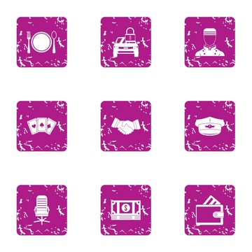 Parlay icons set. Grunge set of 9 parlay vector icons for web isolated on white background