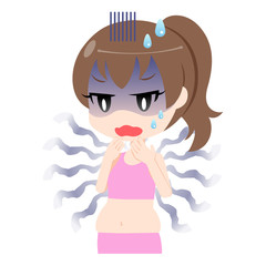 太ってしまった女性　上半身　背景付き