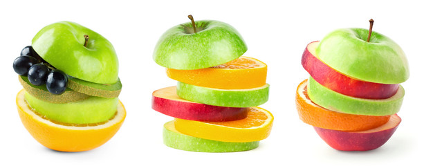 Fresh fruits. Collection of fruit slices