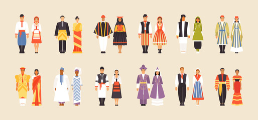 Big vector set of national costumes, part 3