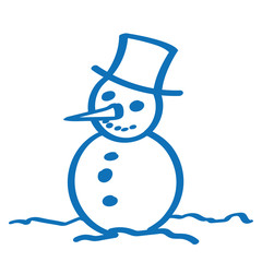 Handgezeichneter Schneemann in dunkelblau